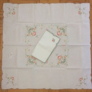 Vintage embroidered tablecloth and napkins